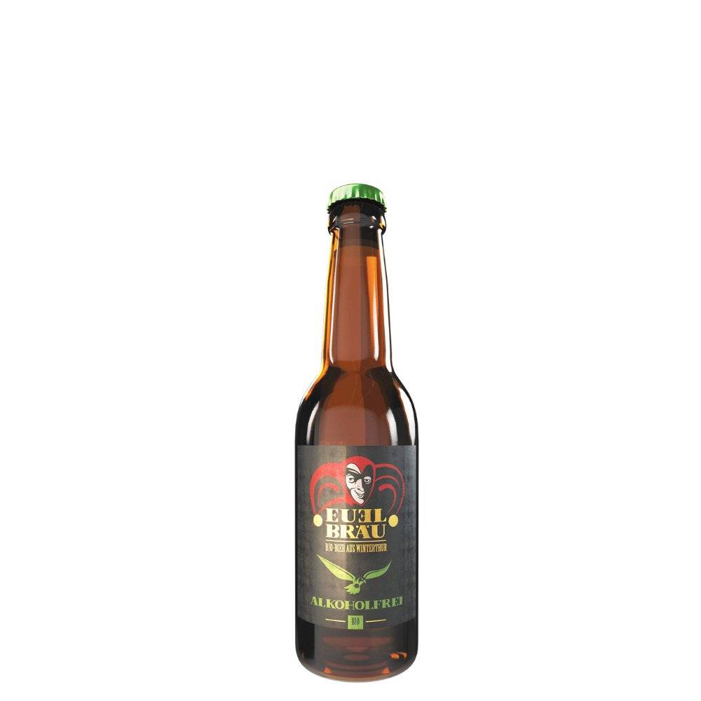 Euelbräu Alkoholfrei Bierflasche mit Cascade- und Lemon-Drop-Hopfen, alkoholfrei, erhältlich auf undrunk.ch.