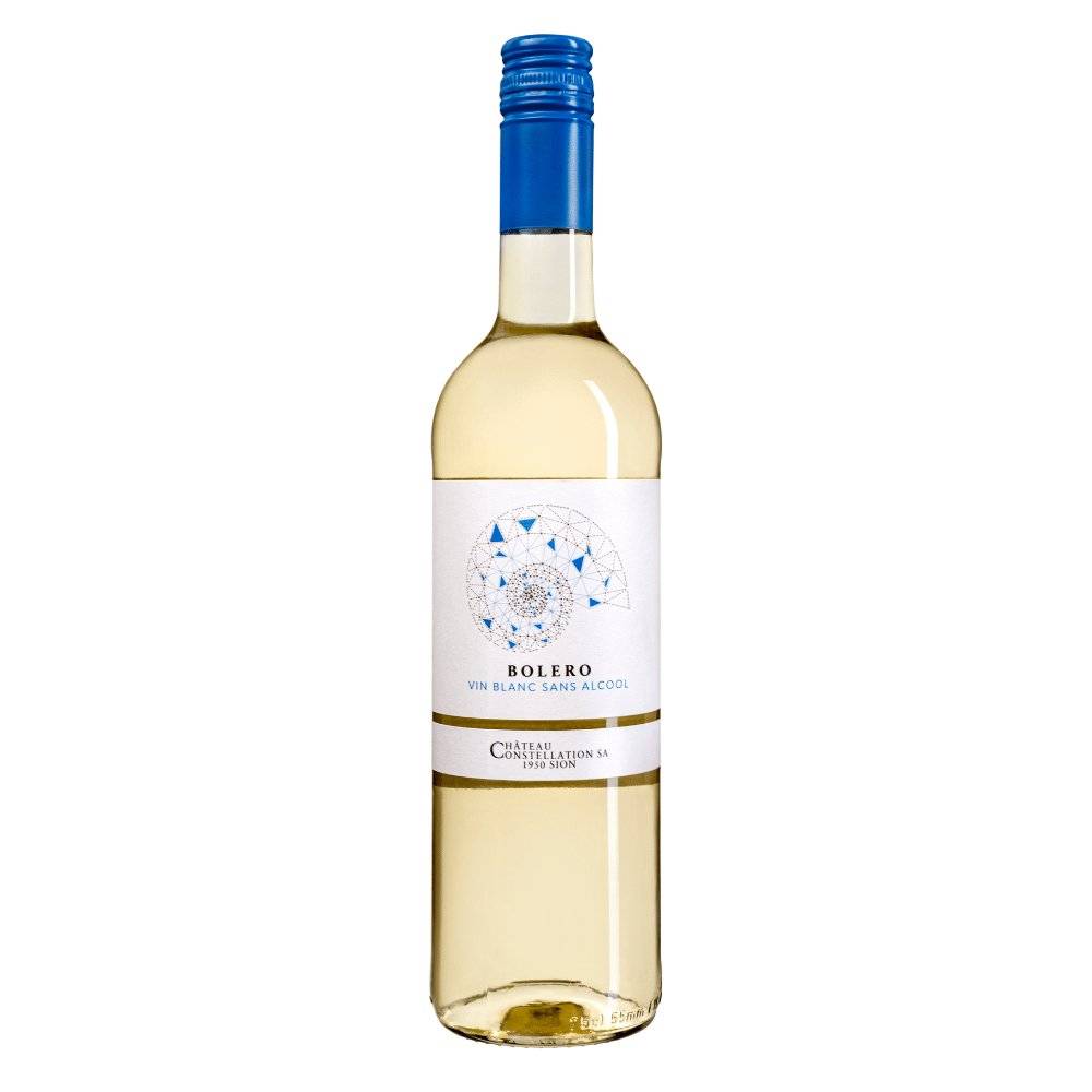Bolero Vin Blanc alkoholfrei, ein fruchtiger alkoholfreier Weisswein aus dem Wallis, ideal für Genuss ohne Alkohol.