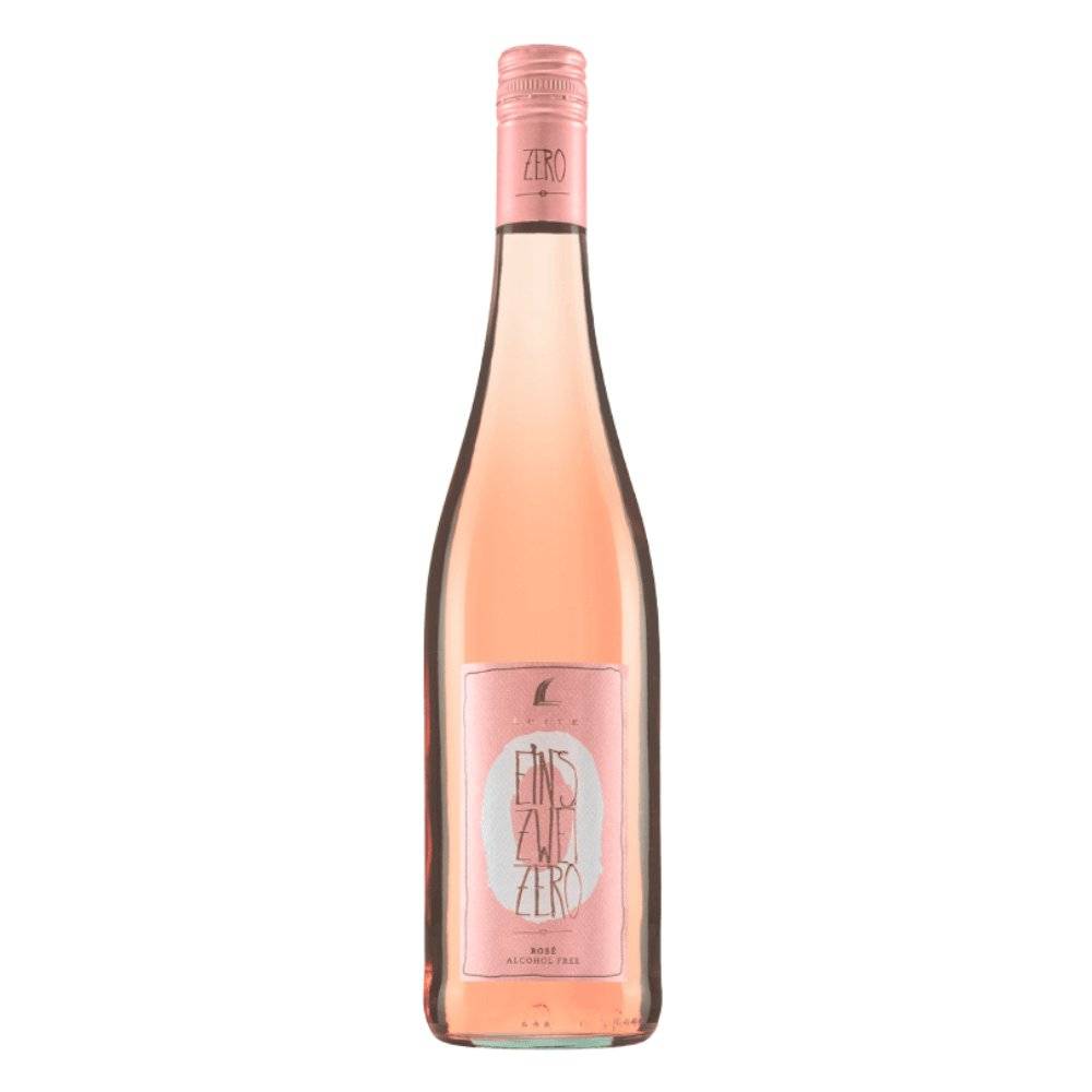 Eine Weinflasche EINS - ZWEI - ZERO Rosé vom Weingut Leitz. 