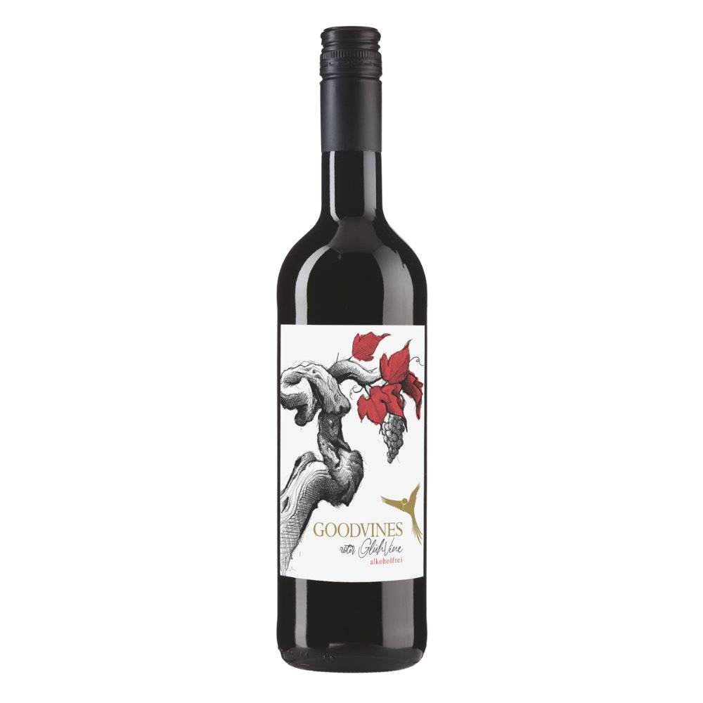 GOODVINES roter GlühVine alkoholfreier Glühwein mit Gewürzen wie Nelken, Anis und Zimt in eleganter 750ml-Flasche | undrunk.ch