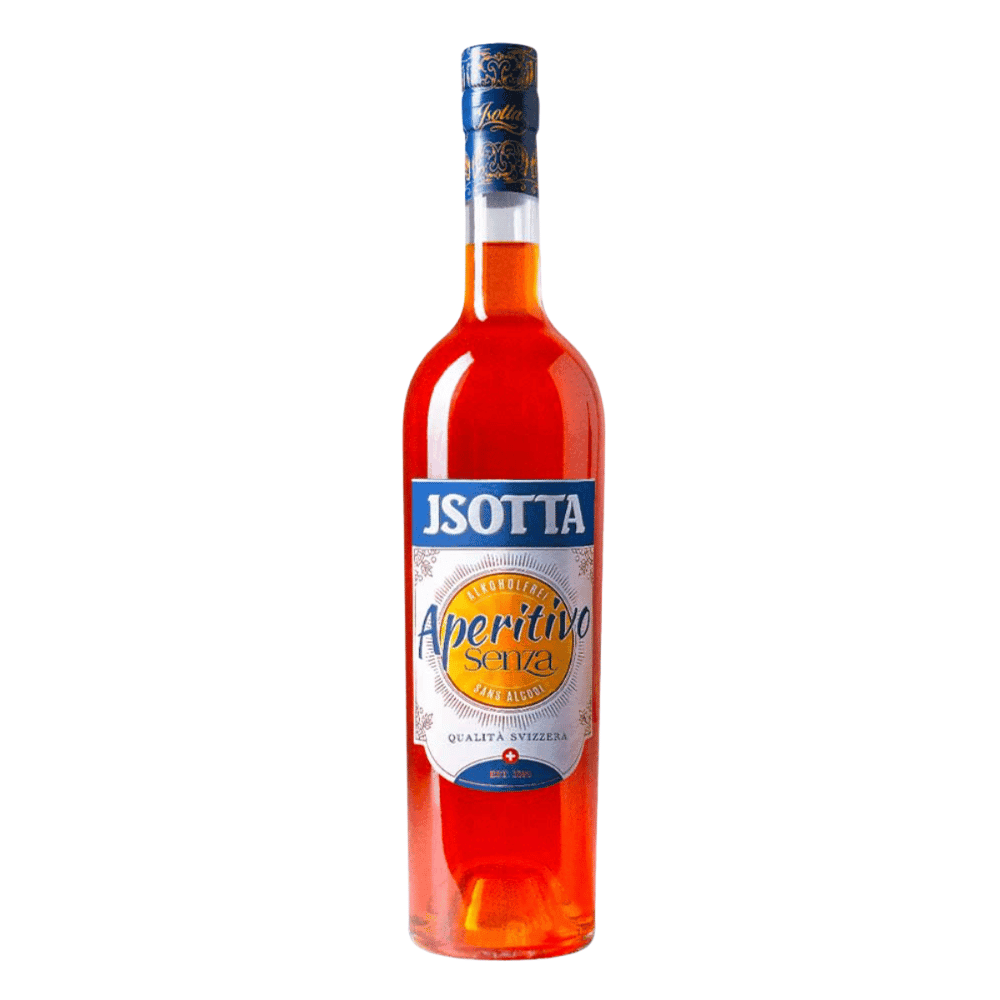 Jsotta Aperitivo Senza Alkoholfrei in eleganter Glasflasche mit leuchtend oranger Farbe, ideal als alkoholfreie Aperitif-Alternative.