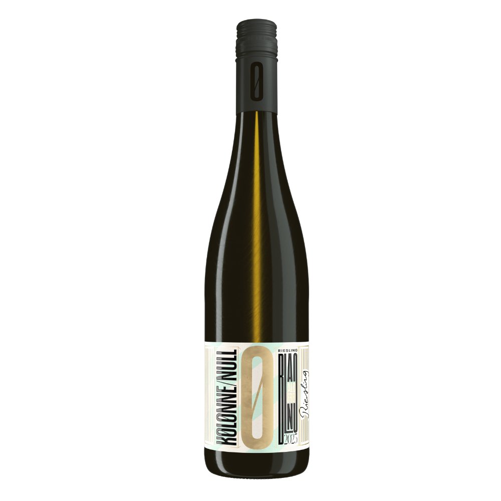 Kolonne Null Riesling (2022) alkoholfreier Weisswein mit elegantem Etikett, erhältlich bei undrunk.ch. Perfekt für Genießer von alkoholfreien Getränken.