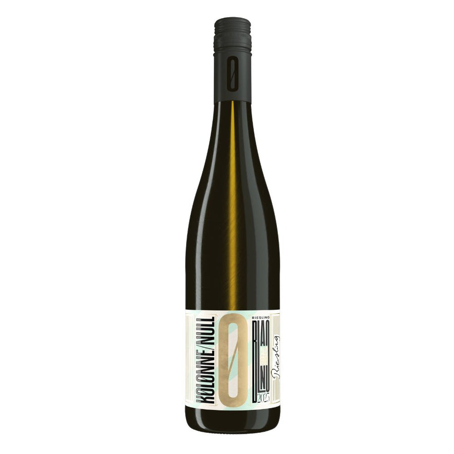 Kolonne Null Riesling (2022) alkoholfreier Weisswein mit elegantem Etikett, erhältlich bei undrunk.ch. Perfekt für Genießer von alkoholfreien Getränken.